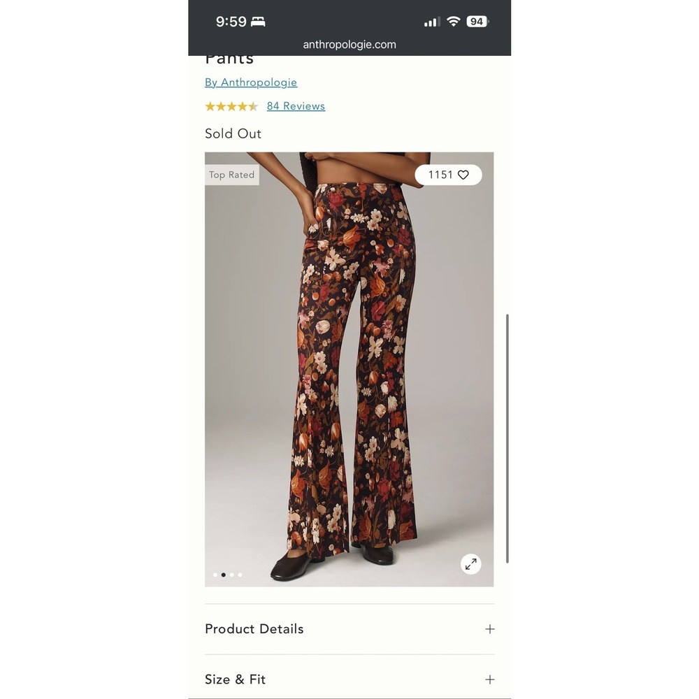By Anthropologie Floral Flare Pants Womens 8 NWT High Rise Wide Leg Satin Multi